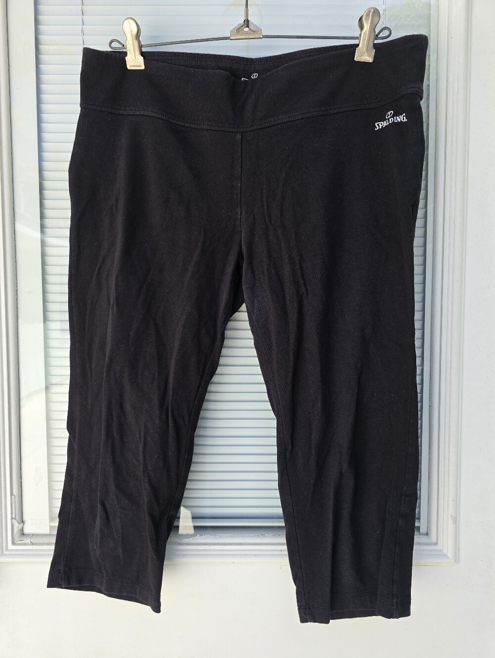 Two Pairs Spalding Black Cropped Capri Stretch Pants